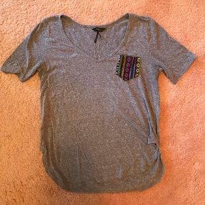 Gray Tribal Print Pocket T-shirt
